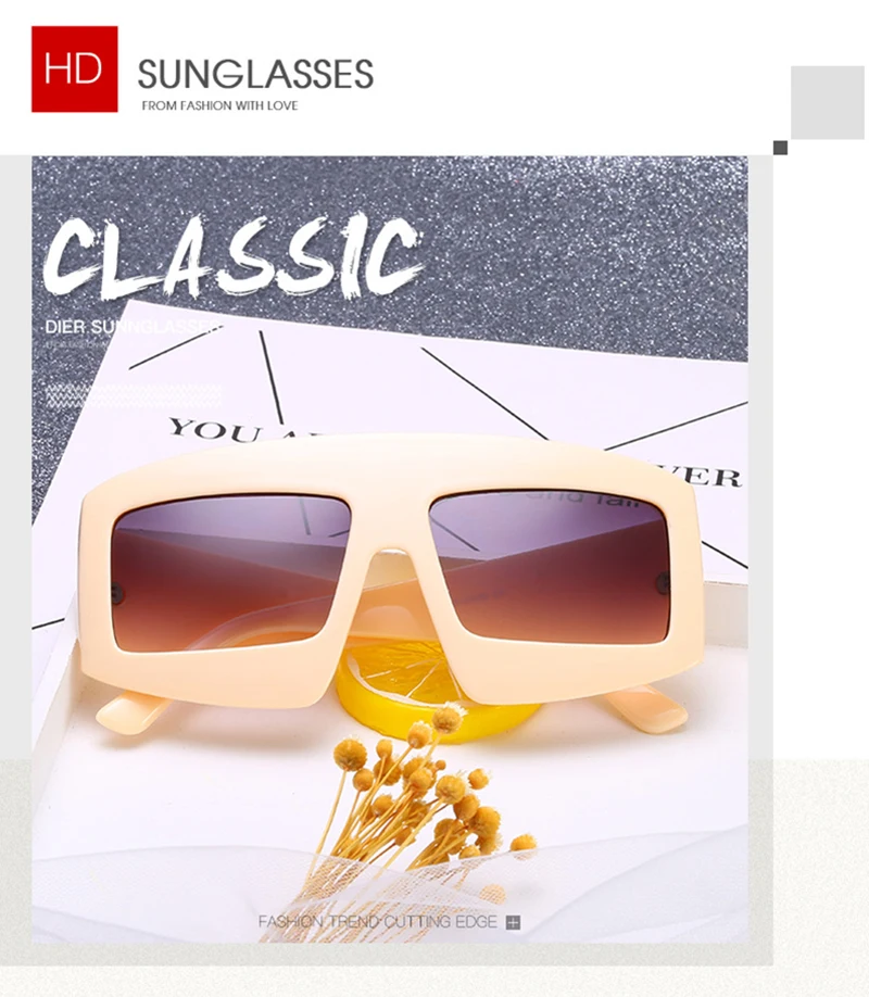 Oversized Big Frame Square PC Material Retro Gradient Women Sunglasses