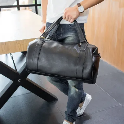 
2020 Black Unisex Large Travel Leather DuffelWaterproof Men Handbags Weekender Bag Vintage Travel Mens bags 