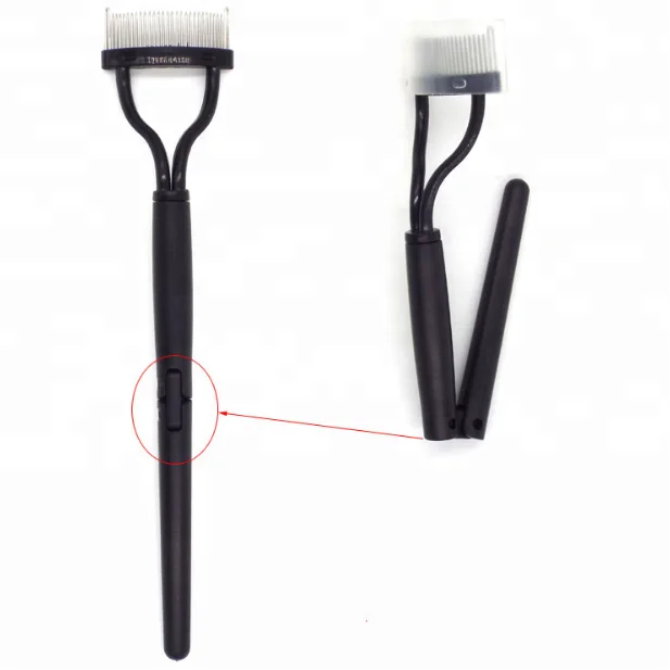 

Retractable Eyelash Comb With a Cap Portable Eyelash Separator Steel Needle Conjoined Lash Comb, Black and pink