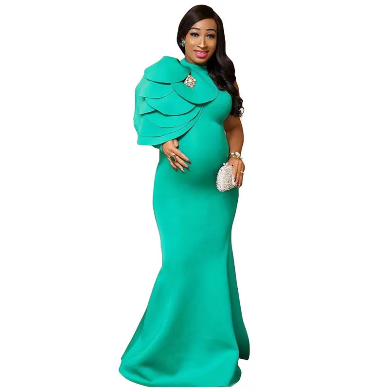 

L51477 Women New Summer Style Sexy One Shoulder Ruffled Maxi Floor Dress, N/a