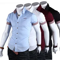 

Discount walson Onen Wholesale Fashion Men's Slim Fit Short Sleeve Splice Cool Tops New Casual Business Shirts