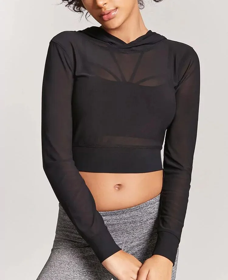 sheer mesh hoodie