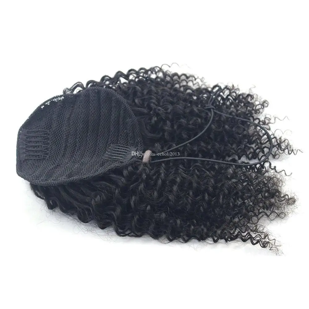 

Real hair Afro Style kinky curly 100% human hair 10 inch drawstring ponytail 120g