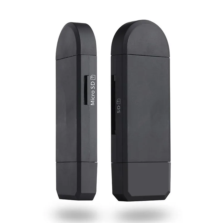 TF / SD кард-ридер, 3 в 1 Тип C / Micro USB / USB 2.0 адаптера OTG для ПК, ноутбуки, планшеты, мобильные телефоны Черного