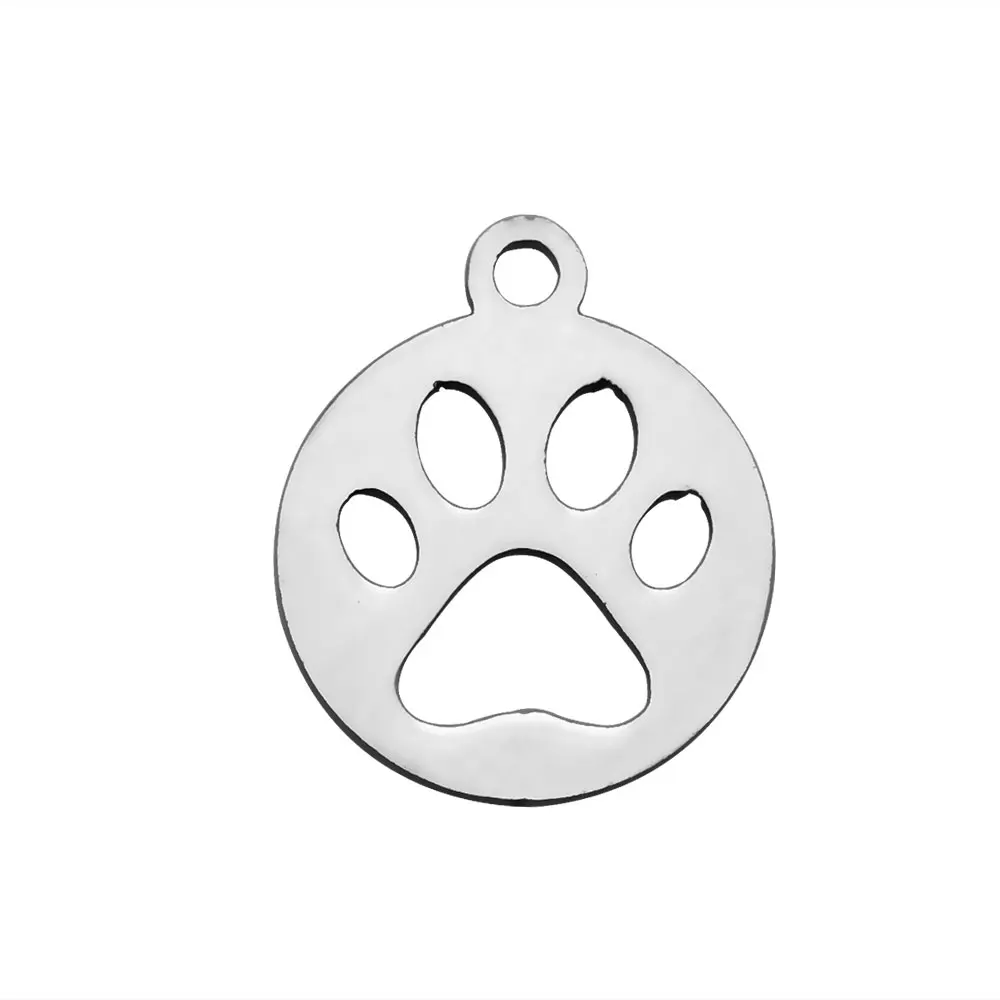

PandaHall 304 Stainless Steel Flat Round with Animal Claw Charms, Stainless steel color