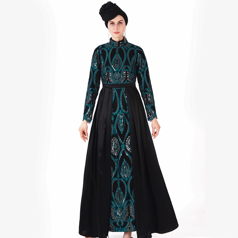 

2019 high quality Islamic Women Clothing Jilbab Muslim Abaya.Long Robe Evening Gown muslim party dress, Photo color