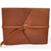 Rustic Leather Guest Book Hand-sewn Wrap Condolence Books