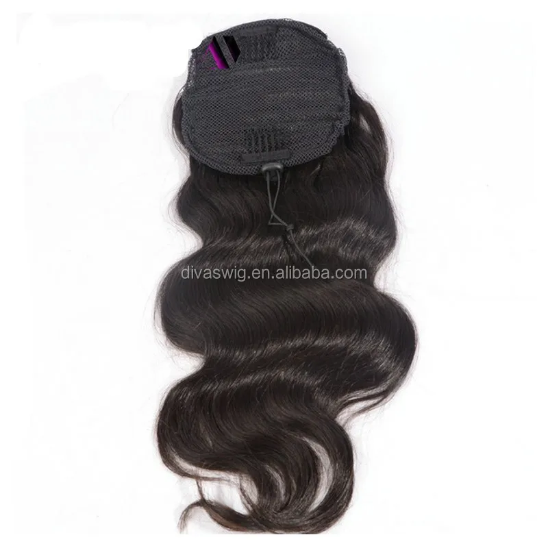 New Malaysian Human Hair body wave drawstring Ponytail hair extension 120g free ship dhl