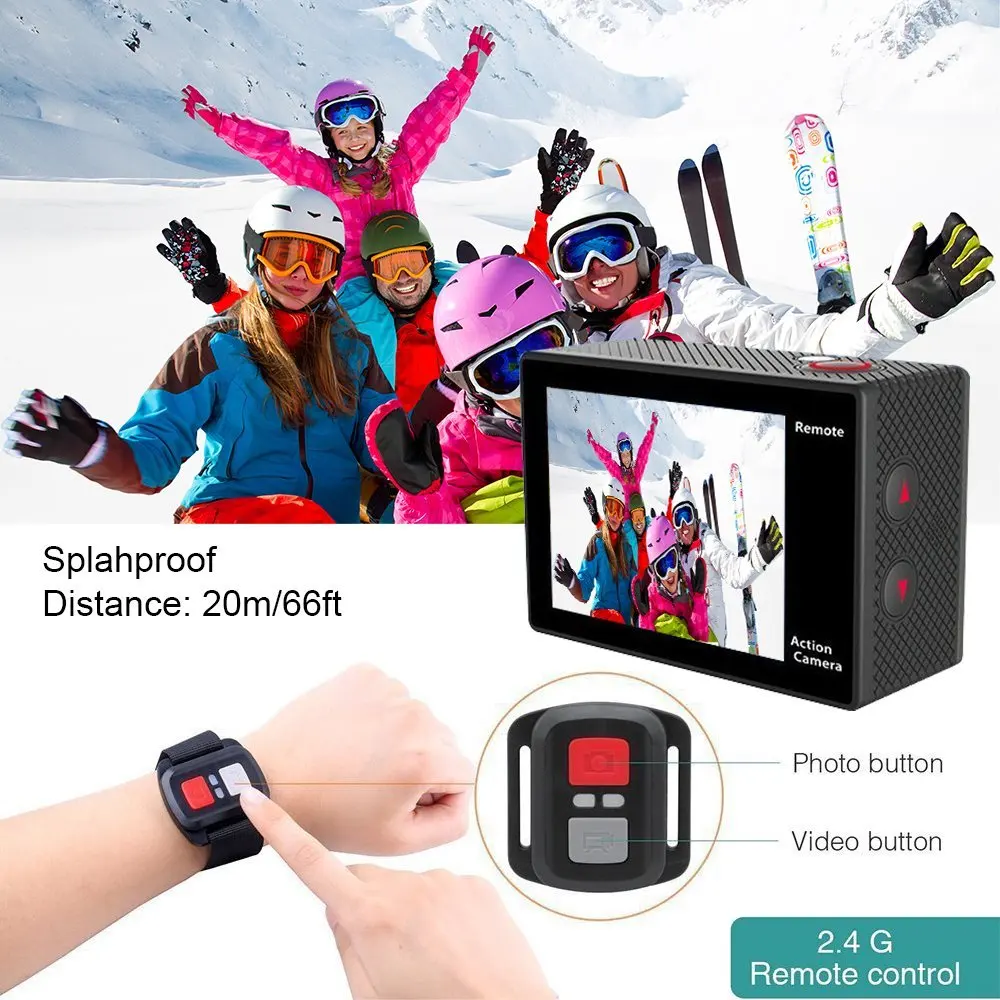 
SRI Sports Action Camera 4K WiFi Waterproof Helmet Cams with Remote Charger Dock Accessories for Bike Bicycle Motorcycle (Black) 