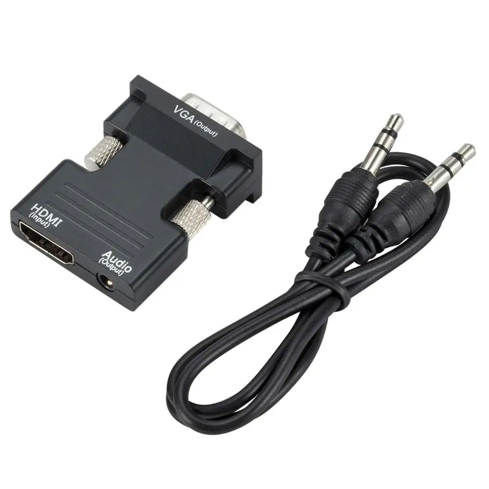 

HDMI Female to VGA Male Converter+Audio Adapter 1080P HDTV to VGA Converter with Audio Output Cable, Black&whie&gold
