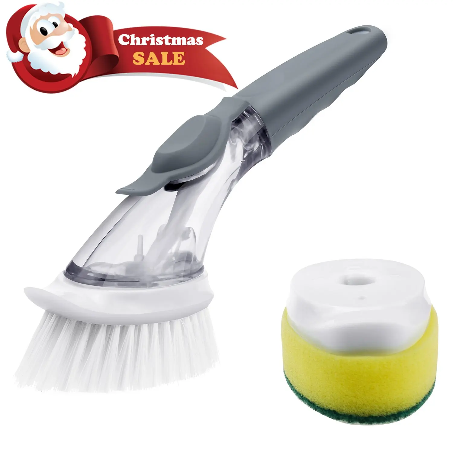 FRMARCH Good Grips Soap Dispensing Dish Brush and Sponge Set -Bowl Pot Pan scrubber with handle Nylon Cleaning Cleaner Scrub Brush Dish Wand for Kitchen