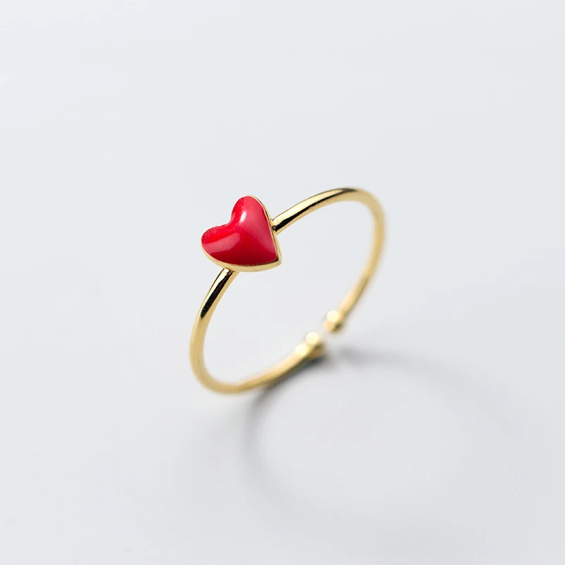 

Popular 100% 925 Sterling Silver Red Heart Finger Rings for Women Luxury Sterling Silver Jewelry