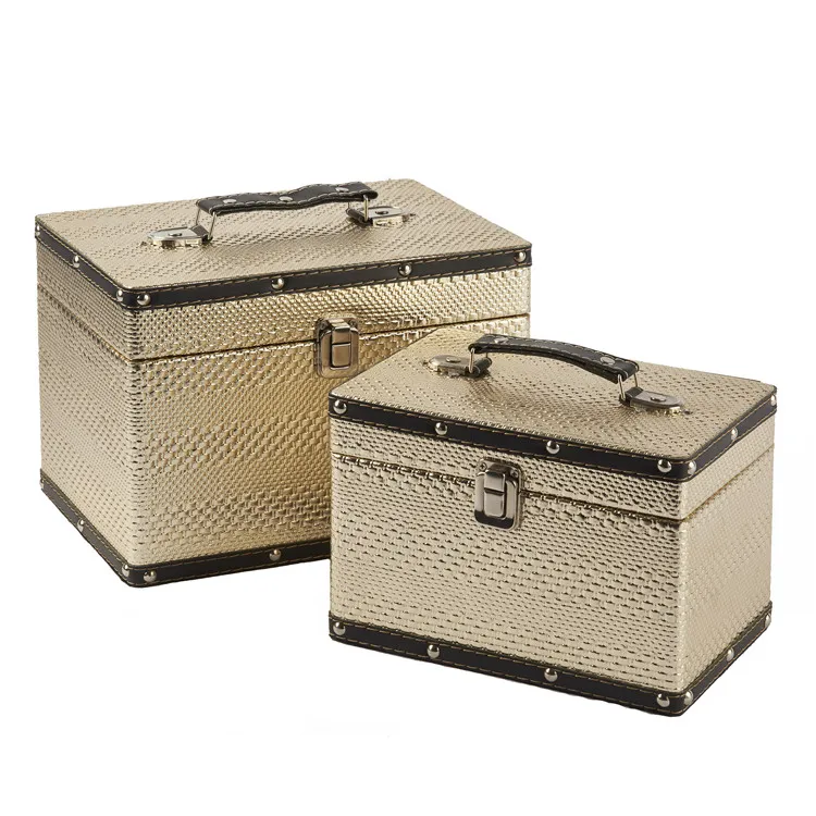 Different shape bling golden vintage wooden suitcase travel box 