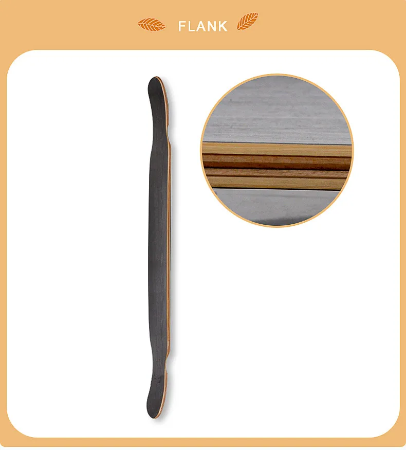 Professional Longboard 2layers Wood Veneer Fibre Carbon Glass Canadian