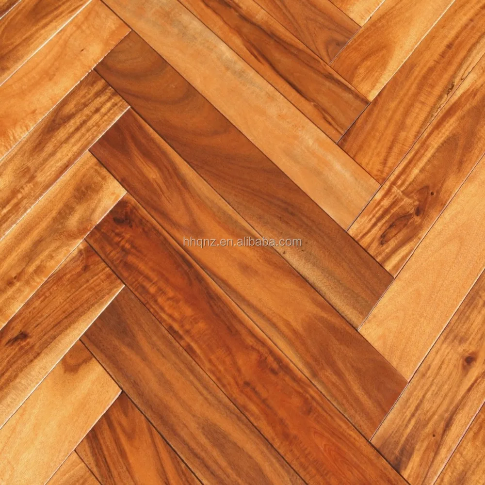 Acacia Asian Walnut Herringbone Golden Brush Solid Wood Flooring