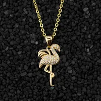 

CZ Flamingo Girl Necklace 18K Gold Plated Wholesale Costume Jewelry