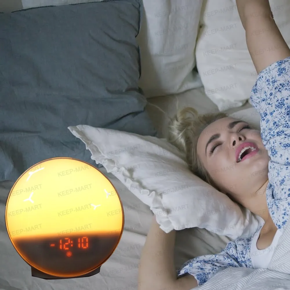 Wake Up Light Dual Alarm Clock With Colored Sunrise Simulation And