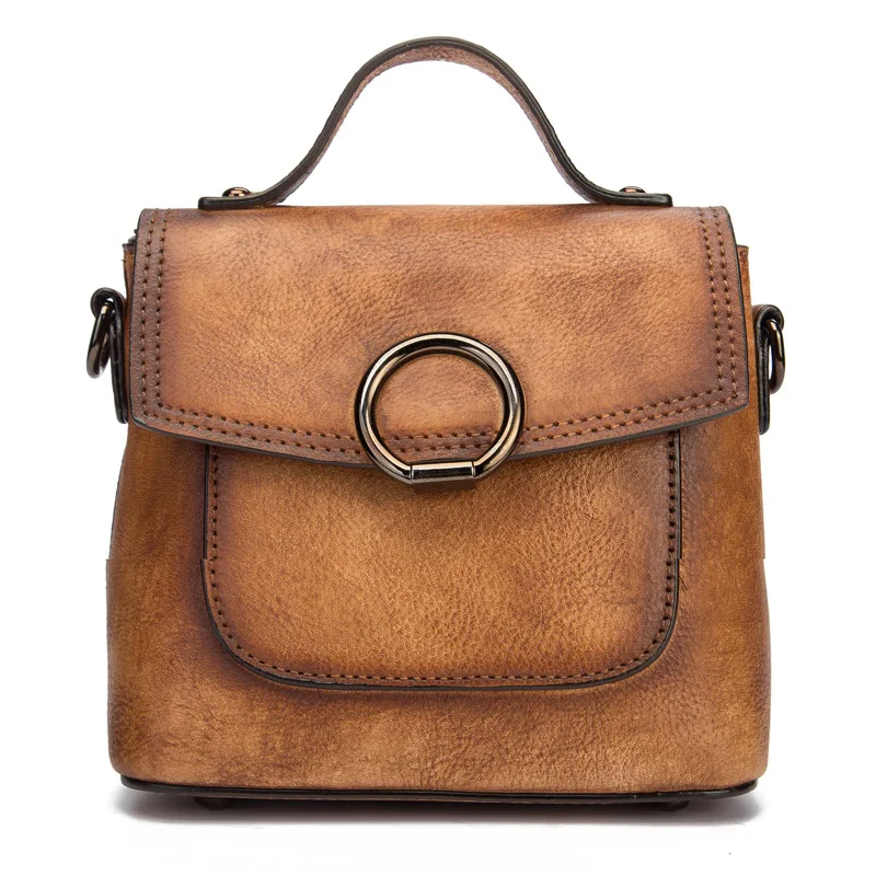 

Fashion Genuine Leather Bags Shoulder Messenger Cross Body Handbag Vintage Brush Color Women Top Handle Bag
