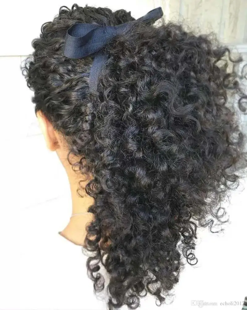 

Kinky Curly Ponytail For Black Women Natural 3B 3C Afro kinky Curly Remy Hair 1 Piece Clip In Ponytails 100% Human Hair