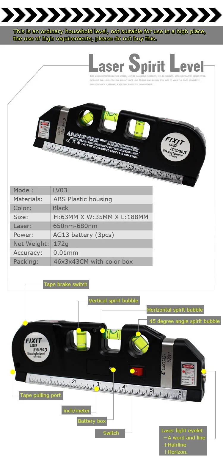 Best factory 1v1h multipurpose angle laser level laser measure