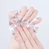 ZK-AN431 Press on Nail 24 Pcs Full Cover Short French with Glitter Powder Combination Fake Nails