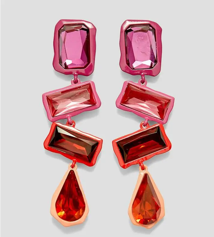 

Kaimei 2022 new fashion wholesale jewelry colorful painted women long gemstone diamond stone drop earrings, Many colors fyi