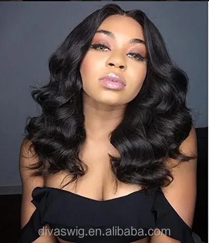 

Brazilian Virgin Human Hair 360 Full Lace Wig Pre plucked Short Bob Wavy 180% density for Black Women