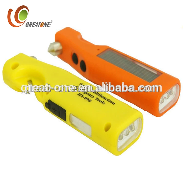 Mini Portable Auto Solar Emergency Hammer And Flashlight Light Buy