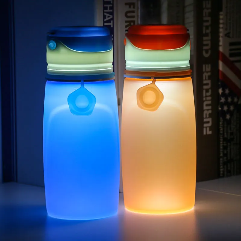 

New Private Label Silicone Water Bottle With Led Light, Collapsible Led Water Bottle