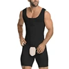 Feelingirl Black Big Size Three Rows Adjustable Hooks Designs Men Slimming Body Shaper Bodysuit Crotchless