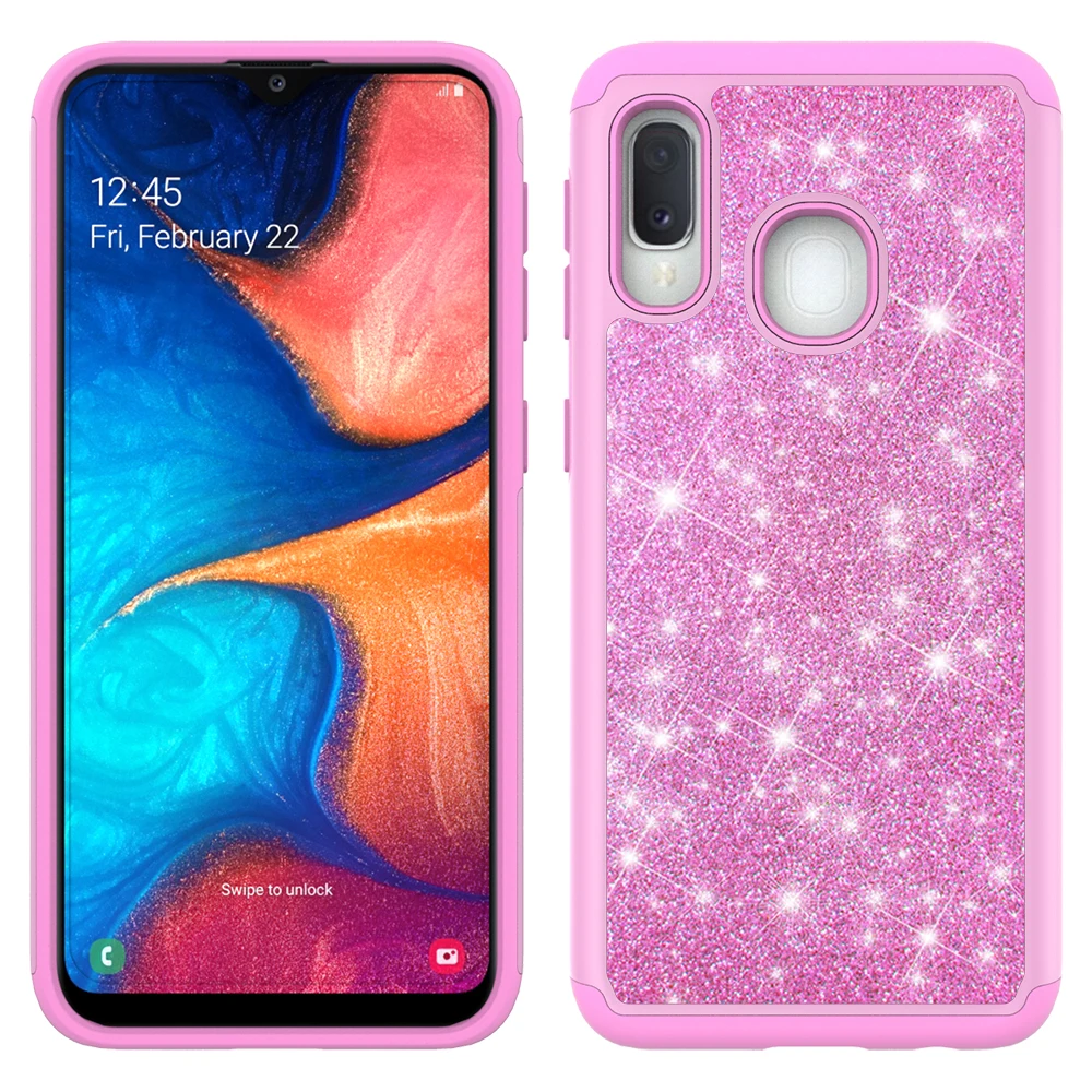 

For Samsung A20 A30 Defender Case, High Impact Bumper TPU PC PU Shining Cover Case For Samsung A50, Black;blue;orange;rose red;mint;and so on