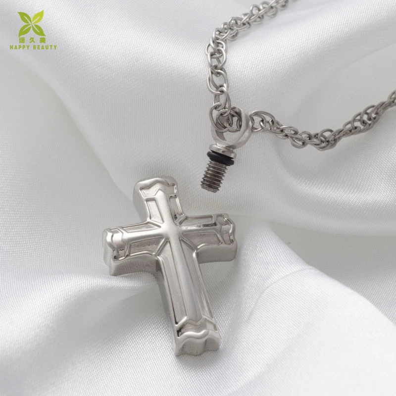 316l Stainless Steel Cremation Pendant Necklace Classic Cross Keepsake