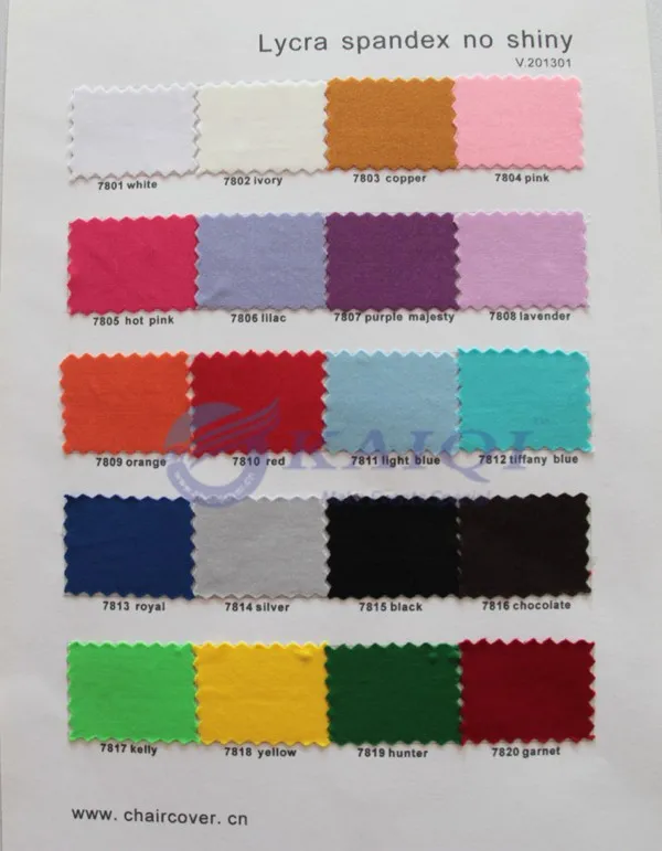 lycra spandex no shiny color chart