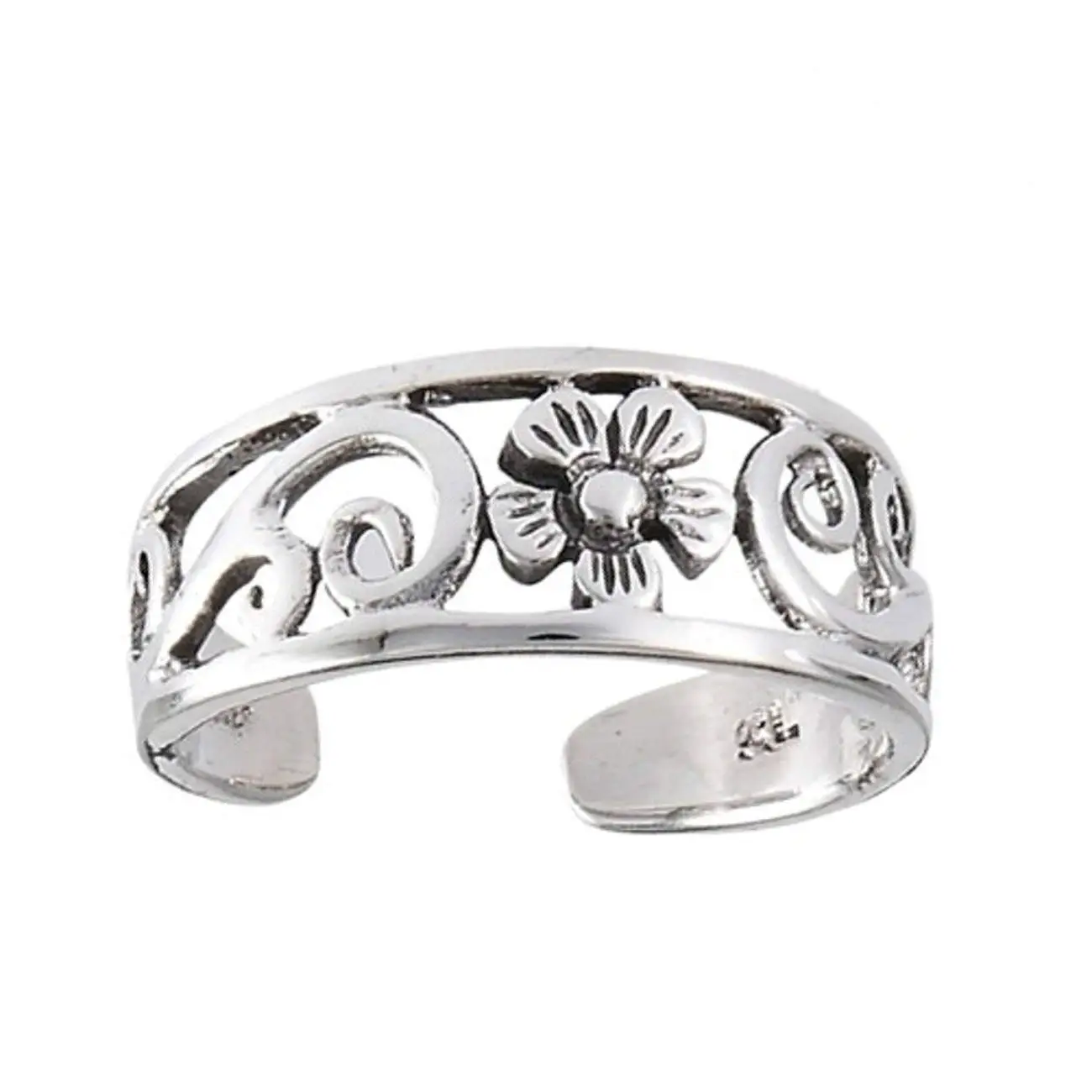 Dabangjewels 18K White Gold Plated Daisy Flower Adjustable Toe Band Ring//Midi Ring