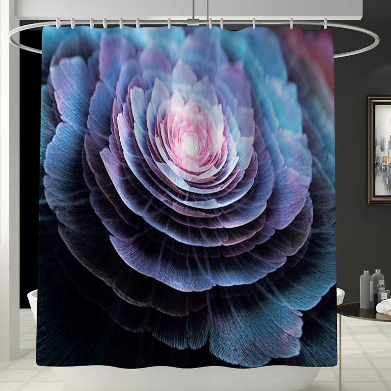 Flowers Amazon hot selling waterproof polyester fabric 4 piece bathroom rug mat and shower curtain sets