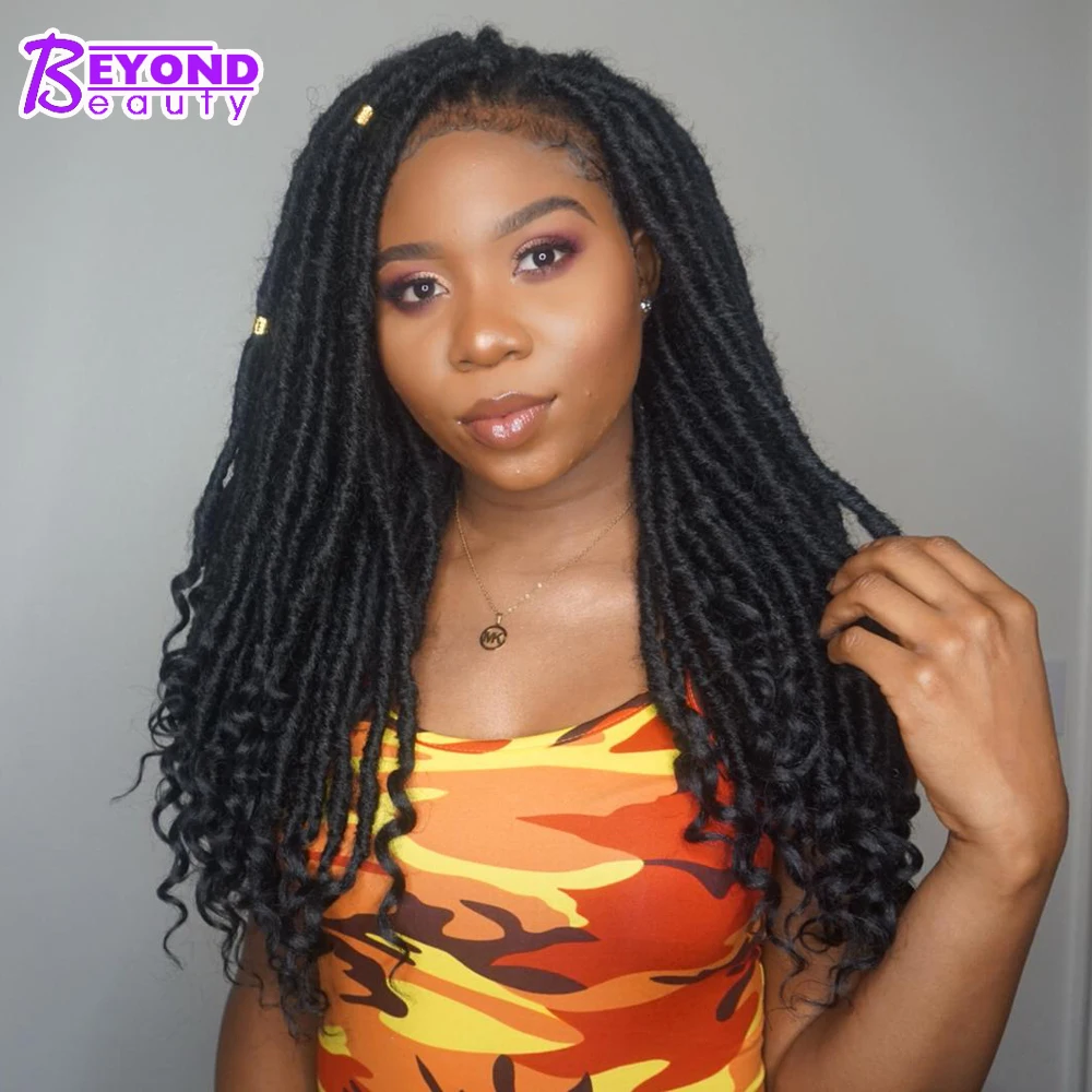 

Goddess Faux Locs Curly Crochet Hair 18inch Straight Goddess Locs with Curly Ends Synthetic Crochet Hair Braids For Black Women