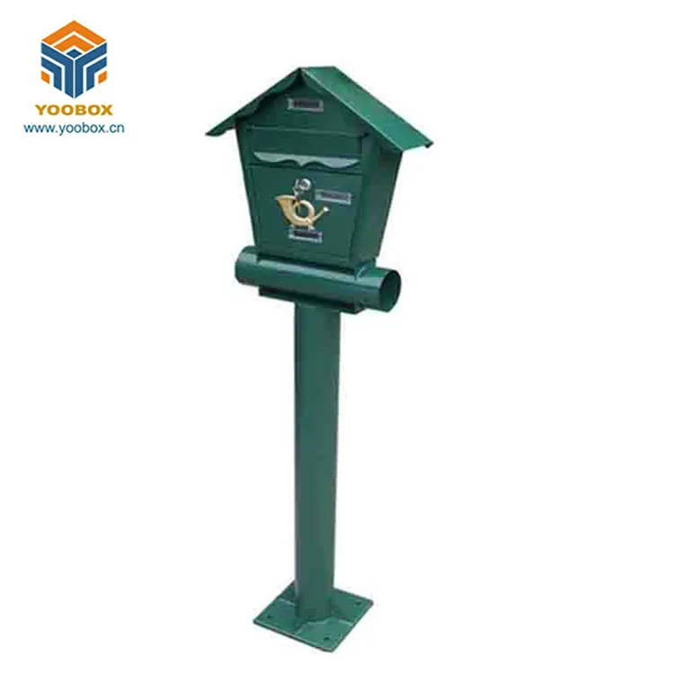Uk Market Free Standing Rustproof Mailbox For Commercial Green