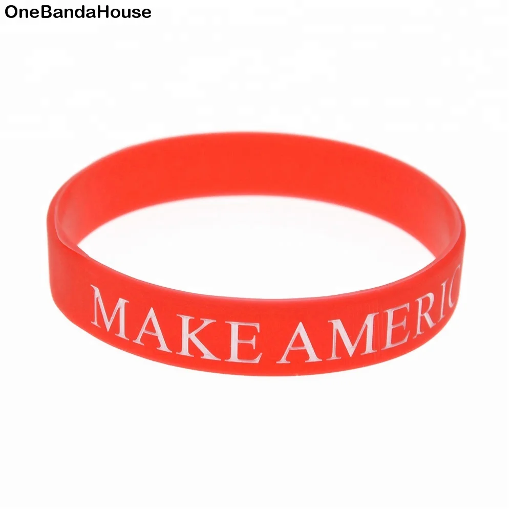 

50PCS Make America Great Again Silicone Wristband Fashion Decoration Bracelet, Red