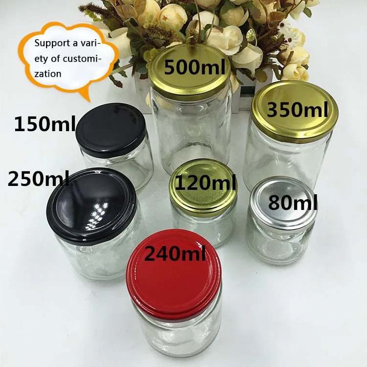 Wholesale 250ml 150ml 80ml Clear Round Honey Jam Jars Glass Bottles Jars With Metal Lids Buy