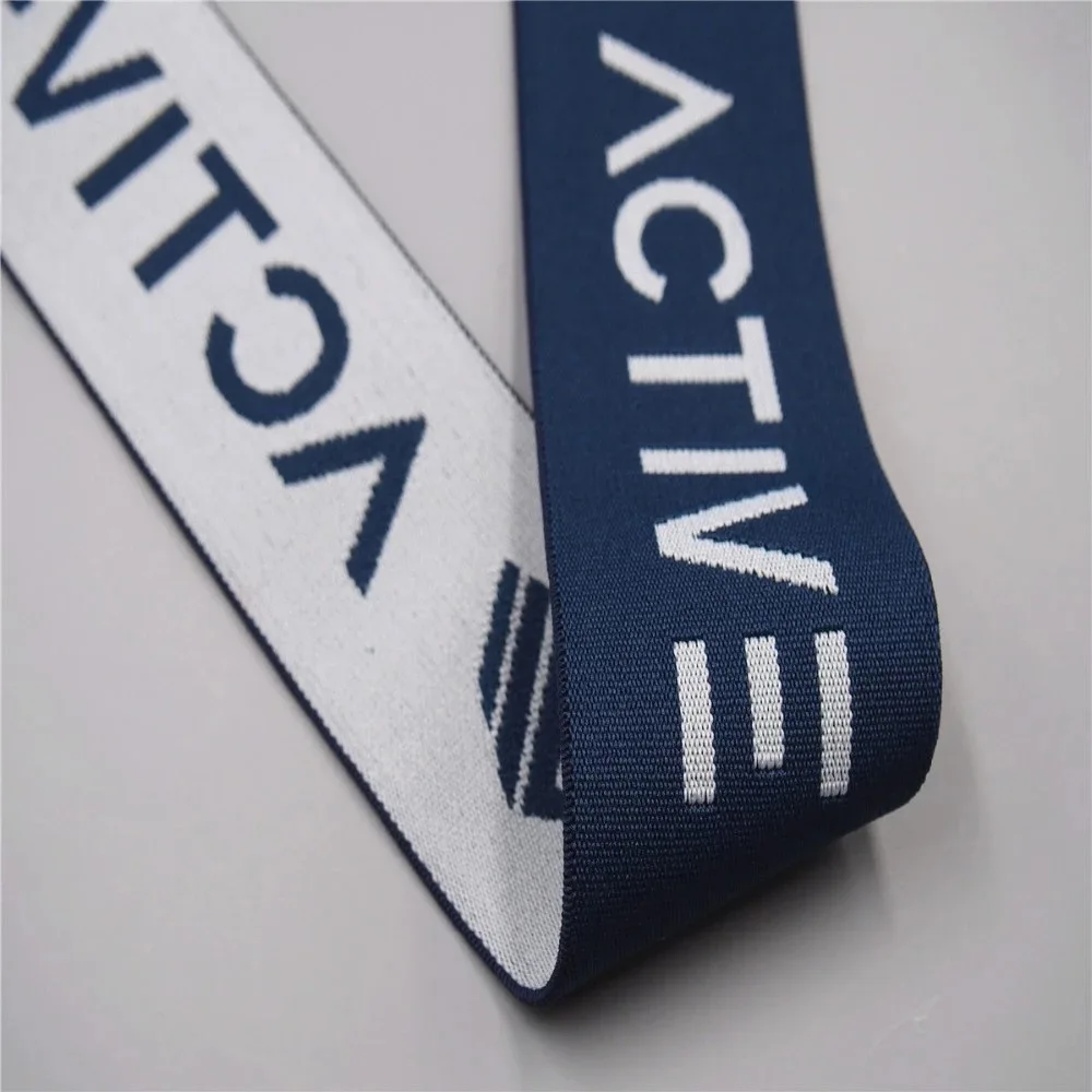 

High quality 50mm custom logo elastic jacquard waistband pattern nylon webbing for underwear, Black/white/others