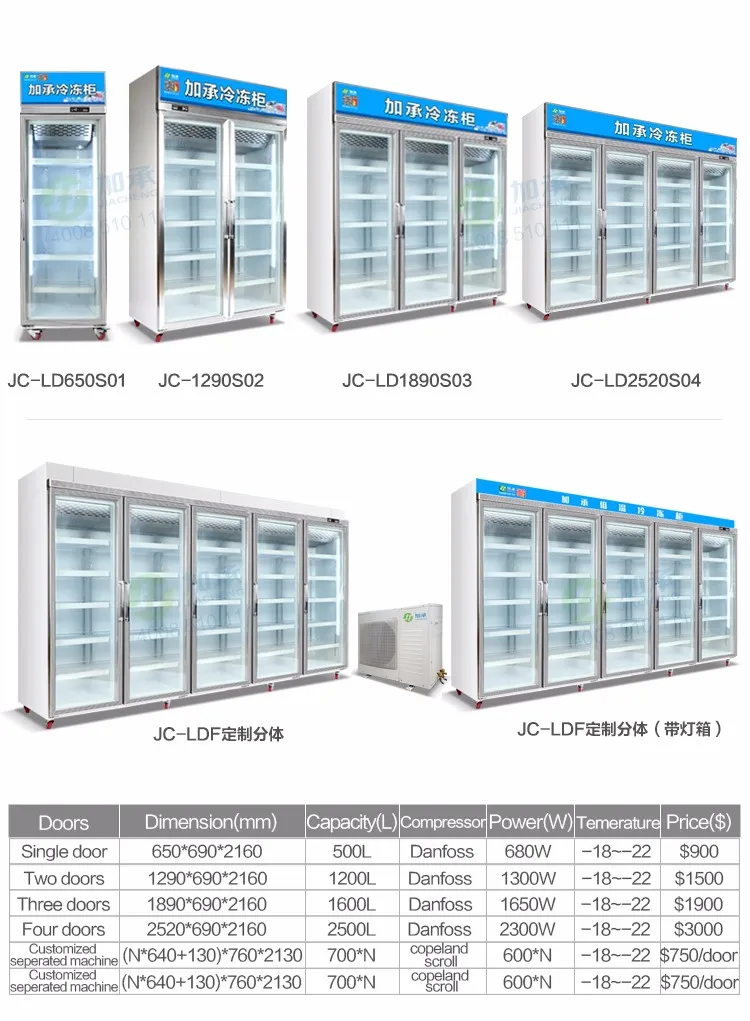 Jiacheng Supermarket 2 Door Upright Display Freezer