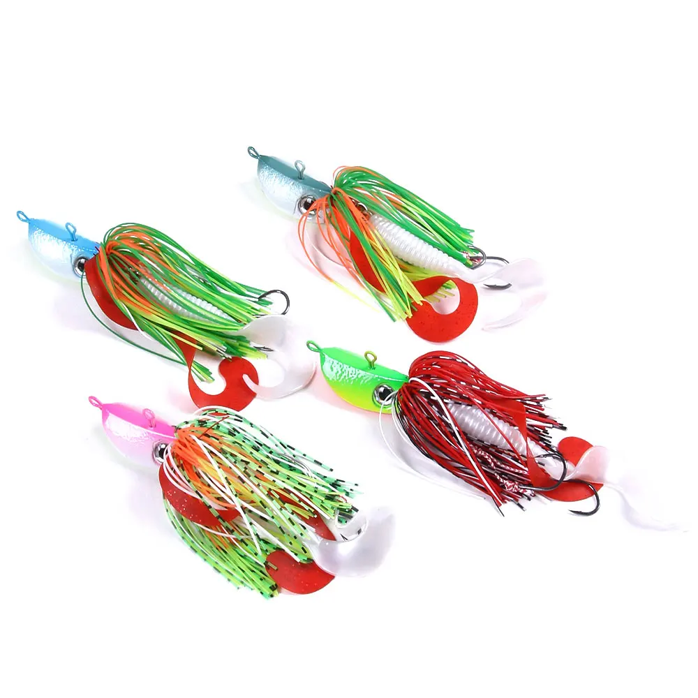 

holiday fishing jig 120g metal fishing lure big lead head jigs with rubber skirt and soft lure tail, 4 colours available/unpainted/customized