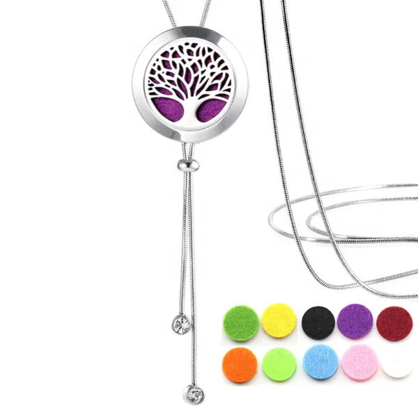 

Bomei Jewelry 2019 New Design 316L Stainless Steel Tree Of Life Aromatherapy Fragrance Diffuser Locket Adjustable Necklace
