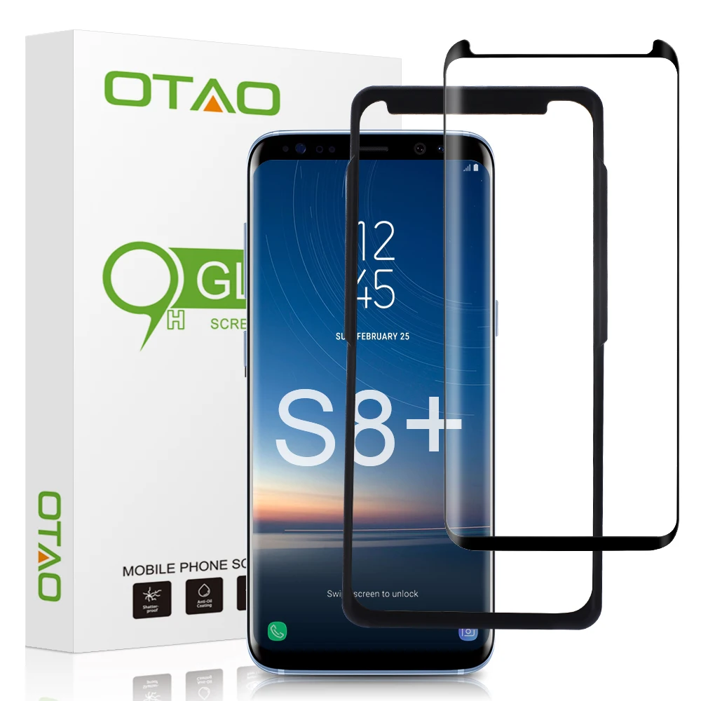 OTAO Screen Protector for Samsung S8 Plus 3D Curved Full Cover Tempered Glass