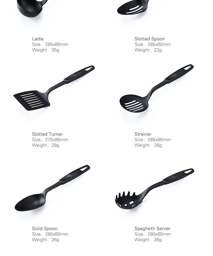 Chinese Kitchen Utensil Set 6 Piece Nylon Cooking Utensils With Pp