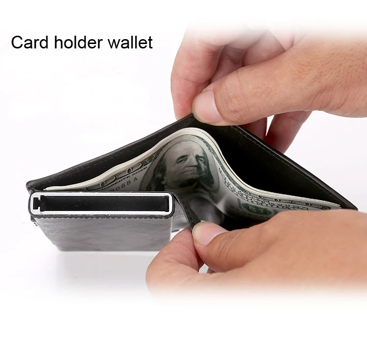 Minimalist PU leather aluminum card holder wallet_4