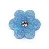 OP06 Light Blue Lab Created 6 Leaves Flower Opal with Diamond