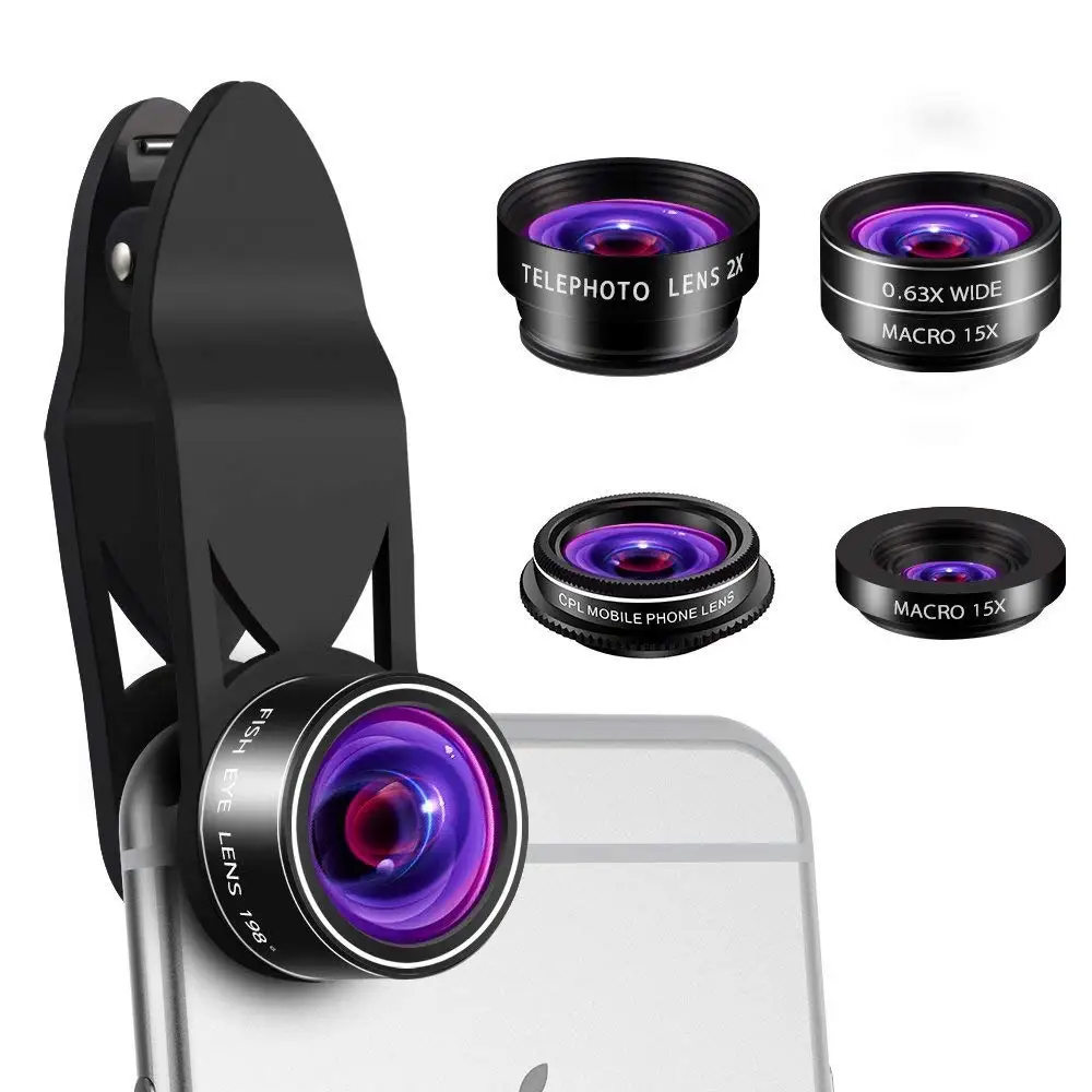 Best travel photo kits 5 in 1 phone camera extra lens fisheye wide angle macro lens wholesale