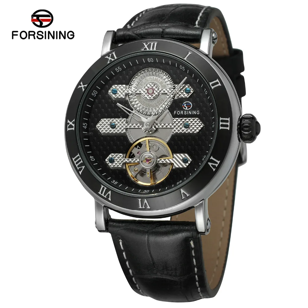 

Frosining FSG9415 orologio uomo brown black genuine leather strap Reloj de pulsera automatic brand your own watches for man, N/a