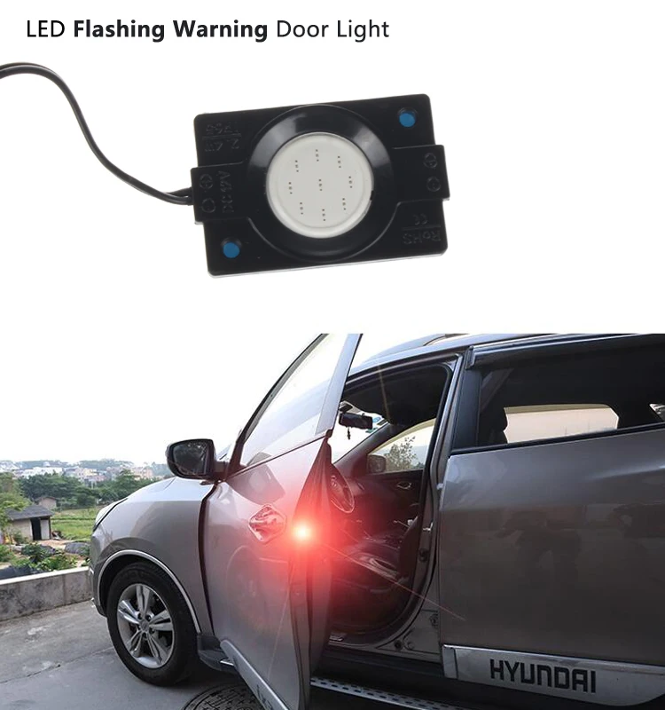 Car Light Led Door Flashing Warning Light With Red Yellow Strobe Lamp